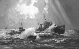 HMS CHARYBDIS IN A CHANNEL GALE, 1943