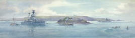 HMS RESOLUTION ENTERING PLYMOUTH, 1936