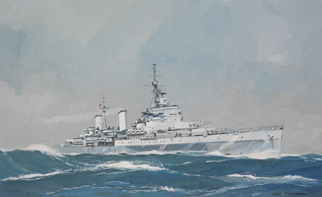 HMS BELFAST AT SEA, LATE 1942-1943