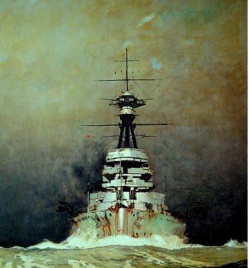 HMS REVENGE Coming out of a Squall, 1924