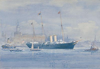 HMY VICTORIA & ALBERT DEPARTS FROM PORTSMOUTH FOR 