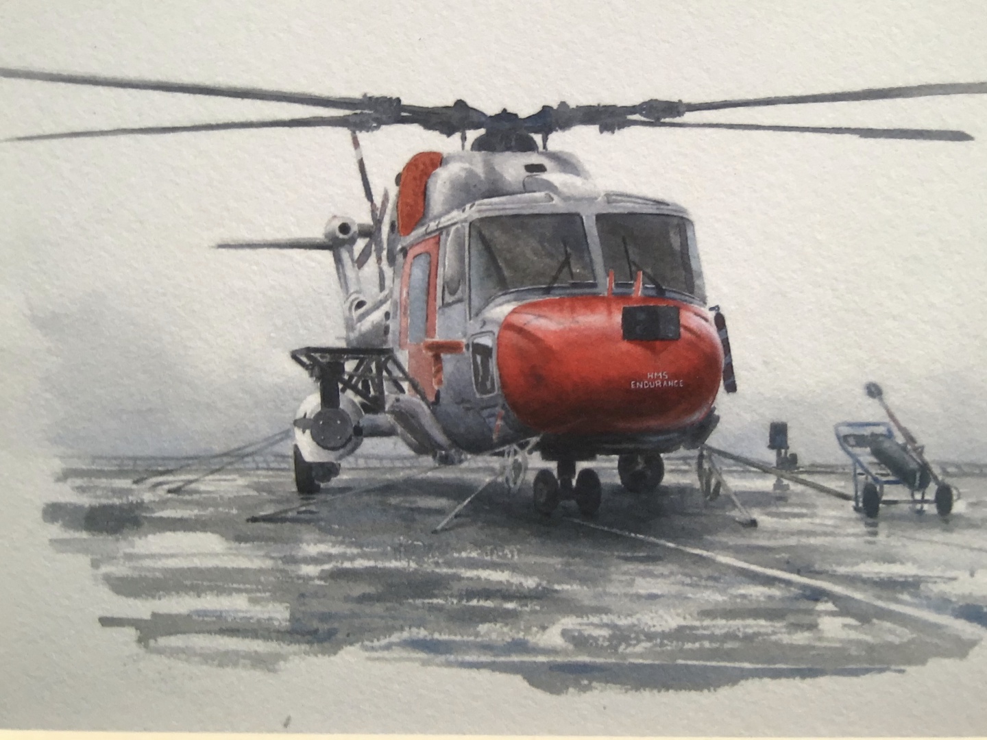HMS ENDURANCE's Lynx helicopter 2008.  In Antarctica