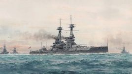 HMS COLLINGWOOD at sea in 1915