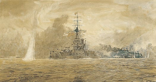 HMS MARLBOROUGH GOING INTO ACTION AT JUTLAND