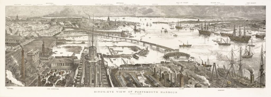 Portsmouth Harbour: Birds Eye View c.1885